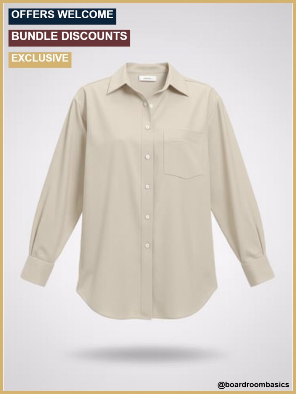 Linen-Lyocell Blend Button Down Long Sleeve Loose Fit Blouse